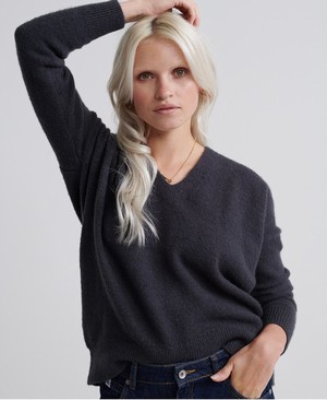 Superdry Isabella Slouch V-Neck Női Kötöttáru Szürke | TMYFW0934